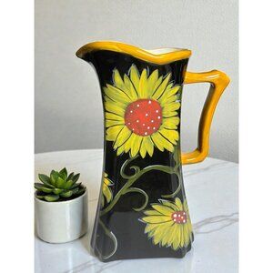 Hand-Painted Inspirado Sunflower Ceramic Pitcher
